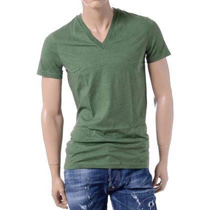 ディースクエアード (Dsquared2) タイトフィットVネックTシャツ カエデプリント グリーン 30% OFF