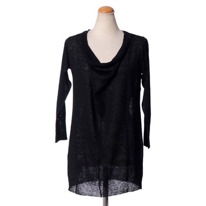 エリカ カヴァリーニ セミクチュール (ERIKA CAVALLINI semi-couture) バックリボンセーター リネンカシミヤ ブラック 30% OFF