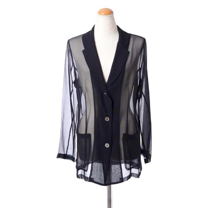 エリカ カヴァリーニ セミクチュール (ERIKA CAVALLINI semi-couture) シースルーブラウスジャケット シルクシフォン ブラック 30% OFF