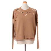マルニ (Marni) ショート丈刺繍入りセーター ウール キャメル