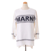 マルニ (Marni) ラウンドネックロゴ入りセーター コットンニット リリーホワイト