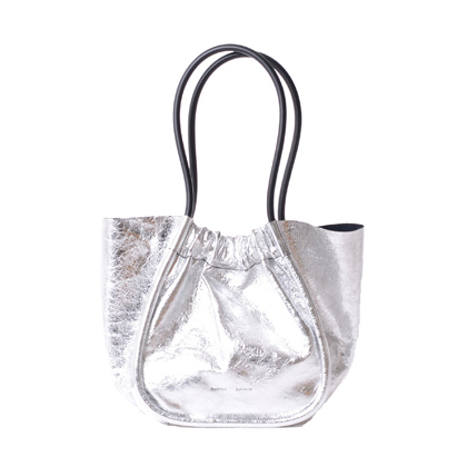プロエンザスクーラー (Proenza Schouler) 巾着型トートバッグ スムースレザー メタルシルバー