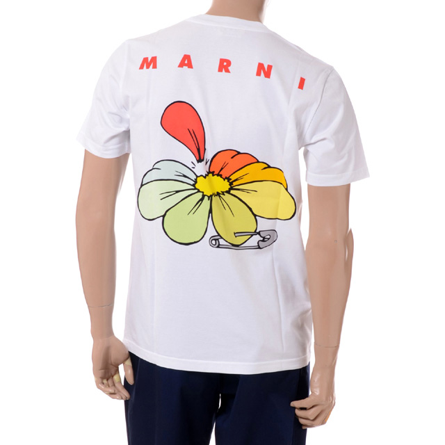 マルニ (Marni) バックフラワープリント半袖Tシャツ オーガニック