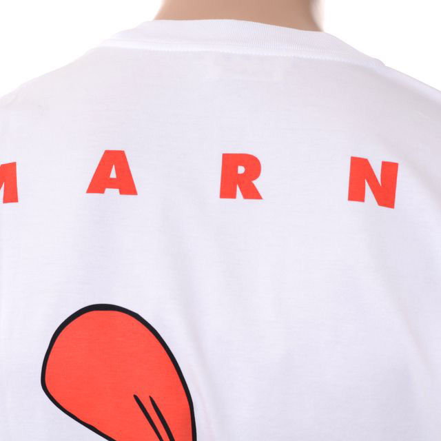 マルニ (Marni) バックフラワープリント半袖Tシャツ オーガニックコットンジャージー リリーホワイト