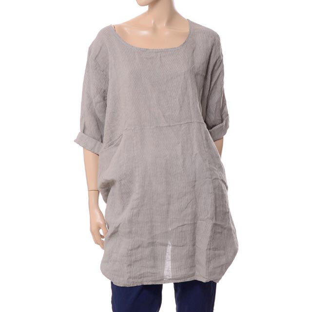 インポートブランド Import Brand 長袖ワンピース 麻 カーキ