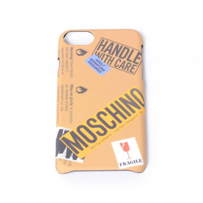 モスキーノ (Moschino) iPhone8用ケース iPhone7 6S/6対応 6/6s対応 ロゴ入り取扱い注意モチーフ サンド