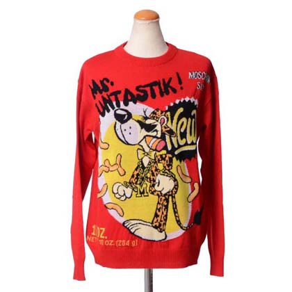 モスキーノ (Moschino) スナックチーターインターシャセーター ウール レッド 30% OFF