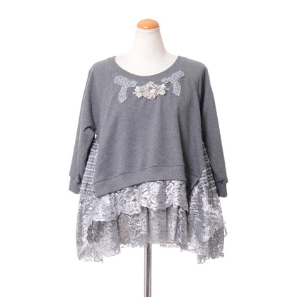 アントニオマラス (ANTONIO MARRAS) ビジュー使いトレーナー コットンジャージー グレー