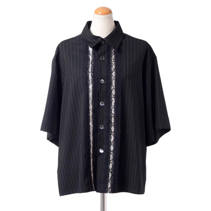 アントニオマラス (ANTONIO MARRAS) 半袖オーバーレースブラウス ポリエステルレーヨン ストライプ
