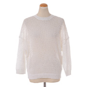 ペゼリコ 七分袖セーター 透かし編みスパンコール ホワイト