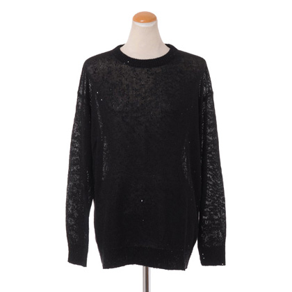 ブルネロクチネリ (Brunello Cucinelli) ラウンドネックセーター リネンシルク ブラック