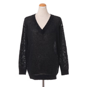 ブルネロクチネリ (Brunello Cucinelli) Vネックセーター リネンシルクニット ブラック