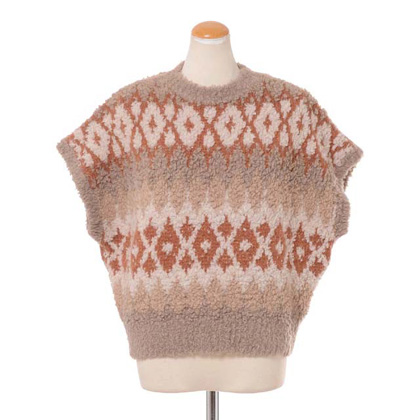 ブルネロクチネリ (Brunello Cucinelli) ノルディックジャカードセーター カシミヤミックス キャメル