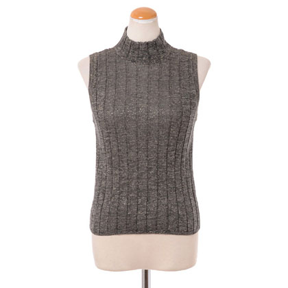 ブルネロクチネリ (Brunello Cucinelli) ノースリハイネックセーター リネンスパンコール シルバー