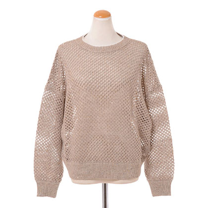 ブルネロクチネリ (Brunello Cucinelli) メッシュセーター リネンシルク ベージュ