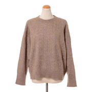 ブルネロクチネリ (Brunello Cucinelli) ラメ糸ケーブルニットセーター ラメ糸 ベージュキャメル