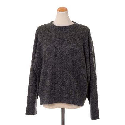 ブルネロクチネリ (Brunello Cucinelli) ラメ糸ケーブルニットセーター ラメ糸 チャコールグレー
