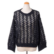 ブルネロクチネリ (Brunello Cucinelli) フラワーレースセーター リネンシルク ブラック