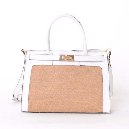 インポートブランド (import brand) PAOLA NUTTI ストロー調ハンドバッグ レザー・ジュート ホワイト・ナチュラル