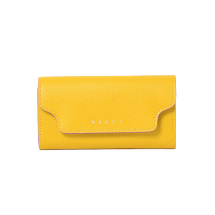 マルニ (Marni) ボタン付きキーケース サフィアーノレザー イエロー