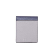 マルニ (Marni) 二つ折り財布 バイテクスチャードレザー製 グレーブルー