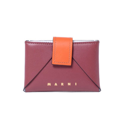 マルニ (Marni) バイカラー名刺入れ カードケース レッドブラウンオレンジブラウン