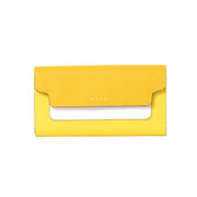 マルニ (Marni) ボタン付き長財布 サフィアーノレザー イエローホワイトレモン