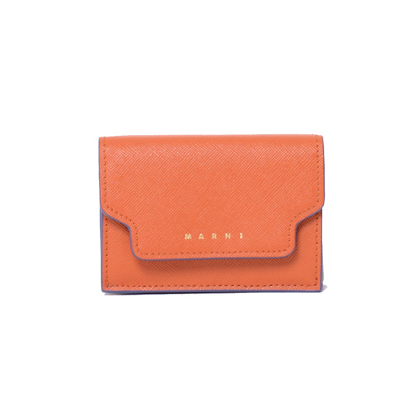 マルニ (Marni) 3つ折コインケース付き財布 サフィアノーレザー オレンジ