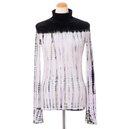プロエンザスクーラー (Proenza Schouler) ハイネックカットソー ベロア ブラックプリント