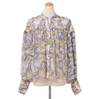 ロシャス (ROCHAS) ボリュームブラウス コットンシルク パープルプリント