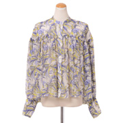 ロシャス (ROCHAS) ボリュームブラウス コットンシルク パープルプリント