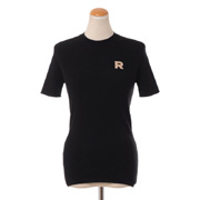ロシャス (ROCHAS) ロゴ丸襟半袖リブセーター ヴァージンウール ブラック