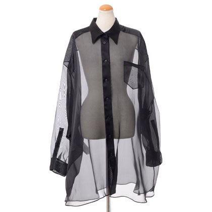 メゾン マルジェラ (Maison Margiela) ビッグシャツ シルクオーガンジー ブラック