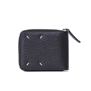 メゾン マルジェラ (Maison Margiela) ジップアップ二つ折り財布 グレインカーフレザー ブラック
