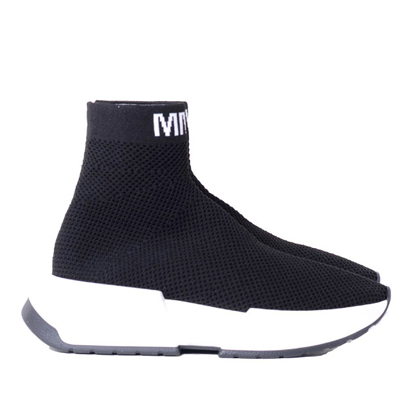 エムエムシックス メゾンマルジェラ (MM6 MAISON MARGIELA) MM6ロゴソックススニーカー メッシュニット ブラックホワイト