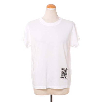 エムエムシックス メゾンマルジェラ (MM6 MAISON MARGIELA) ユニセックストランププリントTシャツ コットン ホワイト