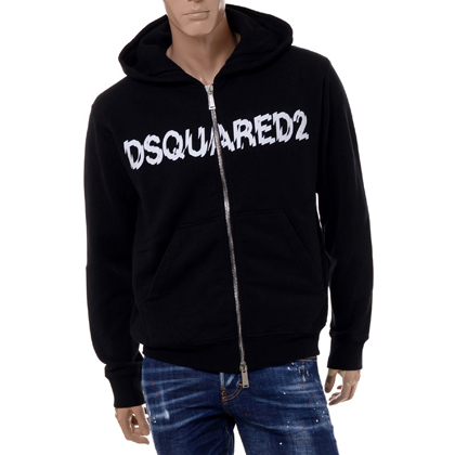 ディースクエアード (Dsquared2) ジップアップパーカー コットン ブラック