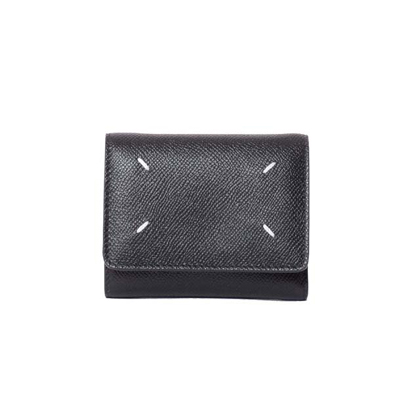 メゾン マルジェラ (Maison Margiela) 三つ折りコンパクト財布 グレインカーフレザー ブラック