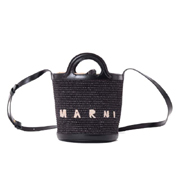 マルニ (Marni) TROPICALIAバケットバッグ 牛革・ラフィア ブラック