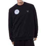 ラフシモンズ (RAF SIMONS) フレッドペリー FREDPERRY RSパッチドスウェット コットン ブラック