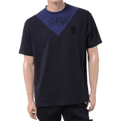 ラフシモンズフレッドペリー (Raf Simons Fred Perry) VインサートTシャツ コットン ブラック 30% OFF