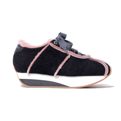 マルニ (Marni) ムートンBIGFOOTスニーカー スエード ブラックピンク