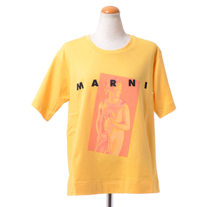 マルニ (Marni) ロゴ入り半袖プリントTシャツカットソー コットンジャージー イエロー