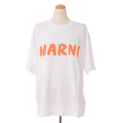 マルニ (Marni) 手書きロゴ半袖カットソー コットンジャージー ホワイトオレンジ