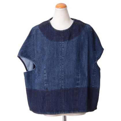 マルニ (Marni) 背中ファスナーブラウス コットン デニムバイカラー