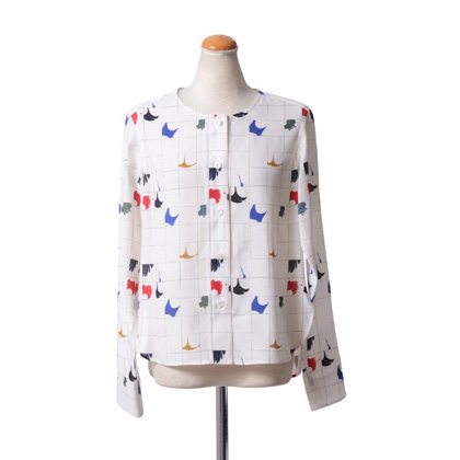 クリストフルメール (CHRISTOPHE LEMAIRE) ノーカラーブラウス ヴィスコース マルチカラー 30% OFF