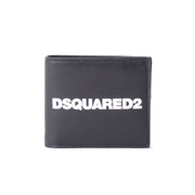 ディースクエアード (Dsquared2) ブランドロゴ入り二つ折り財布 牛革 ブラック