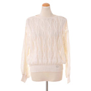 アニオナ 透かし模様編みセーター カシミヤコットンニット ホワイト
