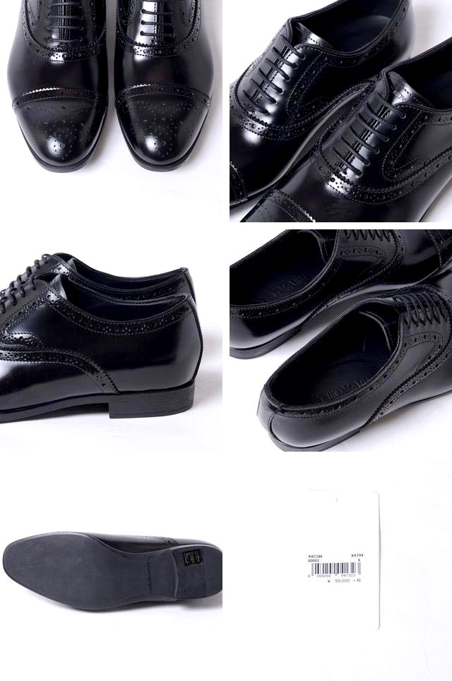 エンポリオアルマーニ (EMPORIO ARMANI) レザーシューズ 革靴 ブラック